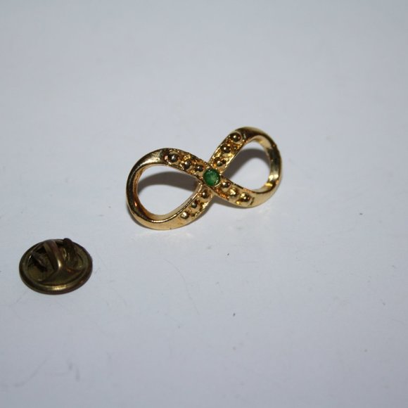 Beautiful gold and emerald green lapel pin 1" - Picture 3 of 4